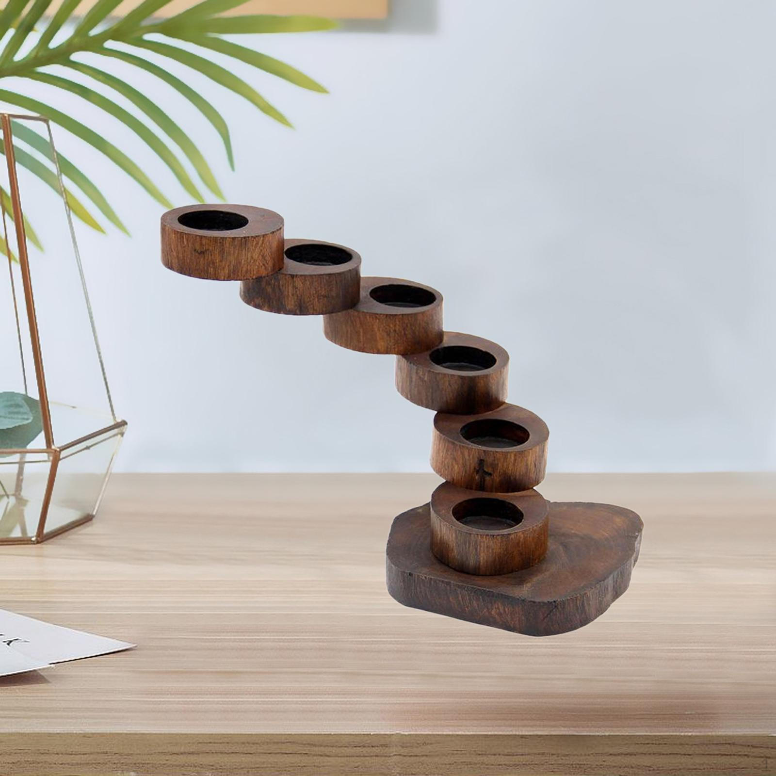 

Handcrafted Wooden Candle Holder - Swivel Design for Home Decor 6 Tiers