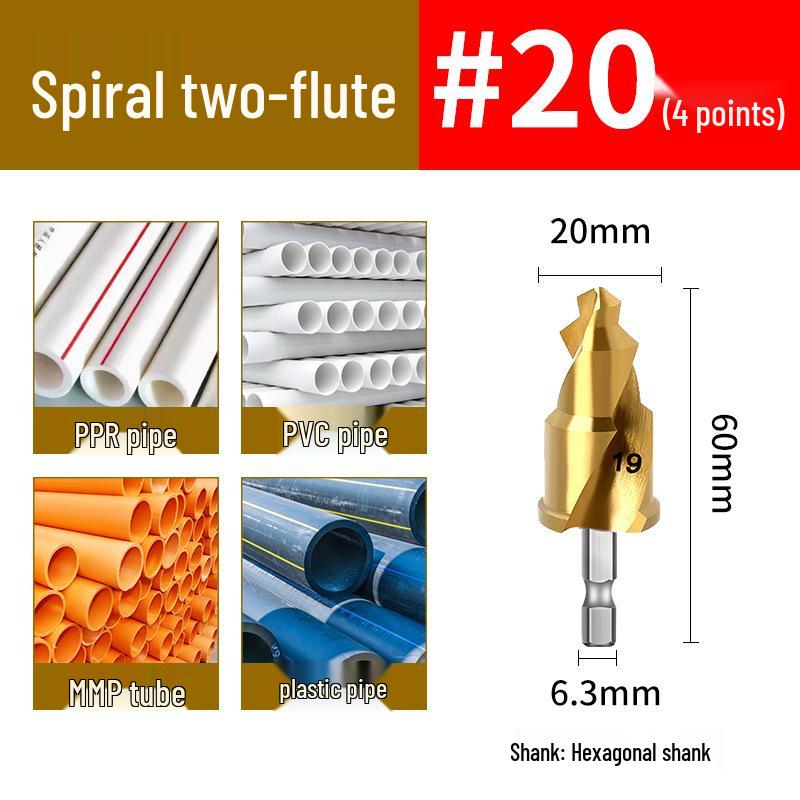 T-Handle Drill Bit Set for PPR/TPR Pipes: Water Pipe Punching & Reaming (20/25/32mm, 1/2" & 3/4").