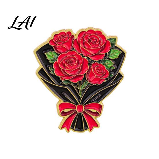 Decorative Metal Lapel Pin Bouquet Brooch for Women Enamel Romantic Flower Jewelry Durable Backpack Hat Decoration Zinc Alloy Floral Coats