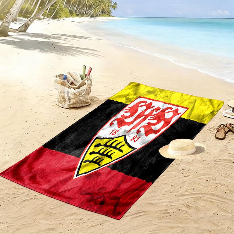 Stuttgart Heart Print Beach Towel, Large Soft Quick Dry Towel for Beach Camping Swimming