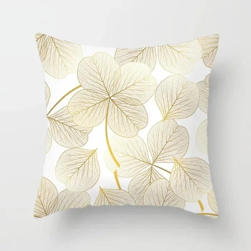 Home Decor Gold Flower Leaf Cushion Cover Throw Pillow Suitable for Sofa Chair Pillow Cover