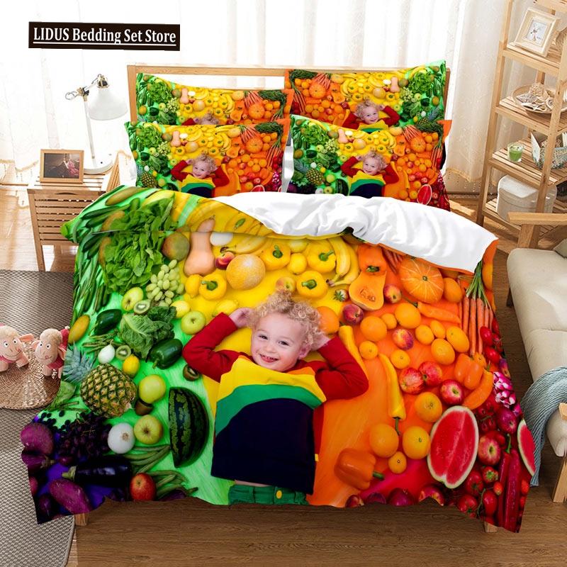 Set Copripiumino Frutta Stampa 3D Limone Fresco Arancia Fragola Ciliegia King Queen Per Bambini Ragazzi Ragazze Adolescenti Set Biancheria da Letto in Poliestere