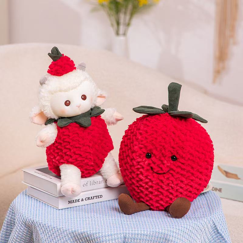 20/33cm 16cm/23cm Strawberry Sheep Doll Simulation Stuffed Plush Toy Handmade Doll Cartoon Anime Cute Pillow Fun Children's Birthday Gift