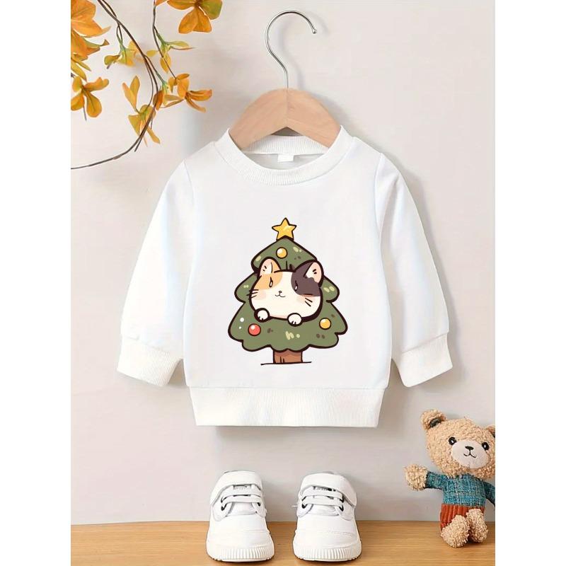 European sizes Christmas Dreamy and Sweet Printed Pattern, Skin Friendly and Durable for 0-3 Year Old Baby Kids. Versatile Thin Baby Round Neck Hoodie