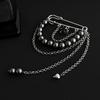 Black Crystal Heart Pendant Brooches Women Irregular CCB Beaded Chain Multi-Layer Tassel Brooch Pin Pants Ankle Chain Jewelry