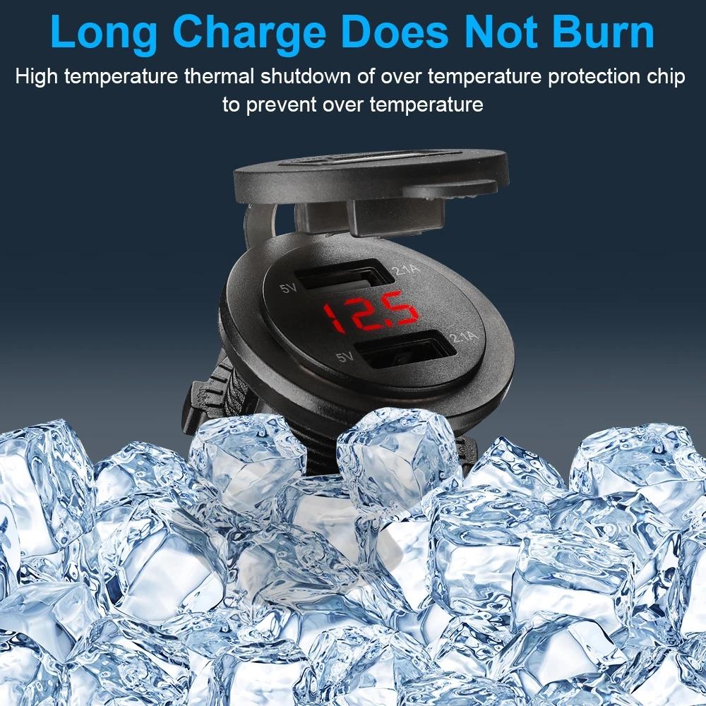 12V-24V Dual Usb4.2A Car Fast Charging Lighter Sleeve Car Fast Charger Jack Socket for Automobile Ship Aircraft Tanker Truck