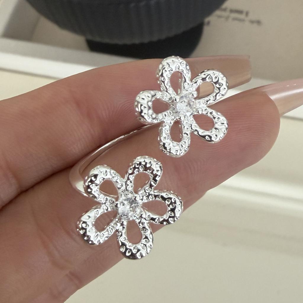 Xiaomi BF CLUB 925 Sterling Rings for Women Simple Geometric Handmade Irregular Retro Big Flower Ring Allergy For Birthday Gift