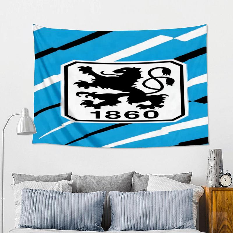 Mun-chen Lion Emblem Printed Tapestry, Fabric Tapestry Wall Hanging Decoration for Bedroom, Living Room, Dorm Room Home Party Fan Gifts