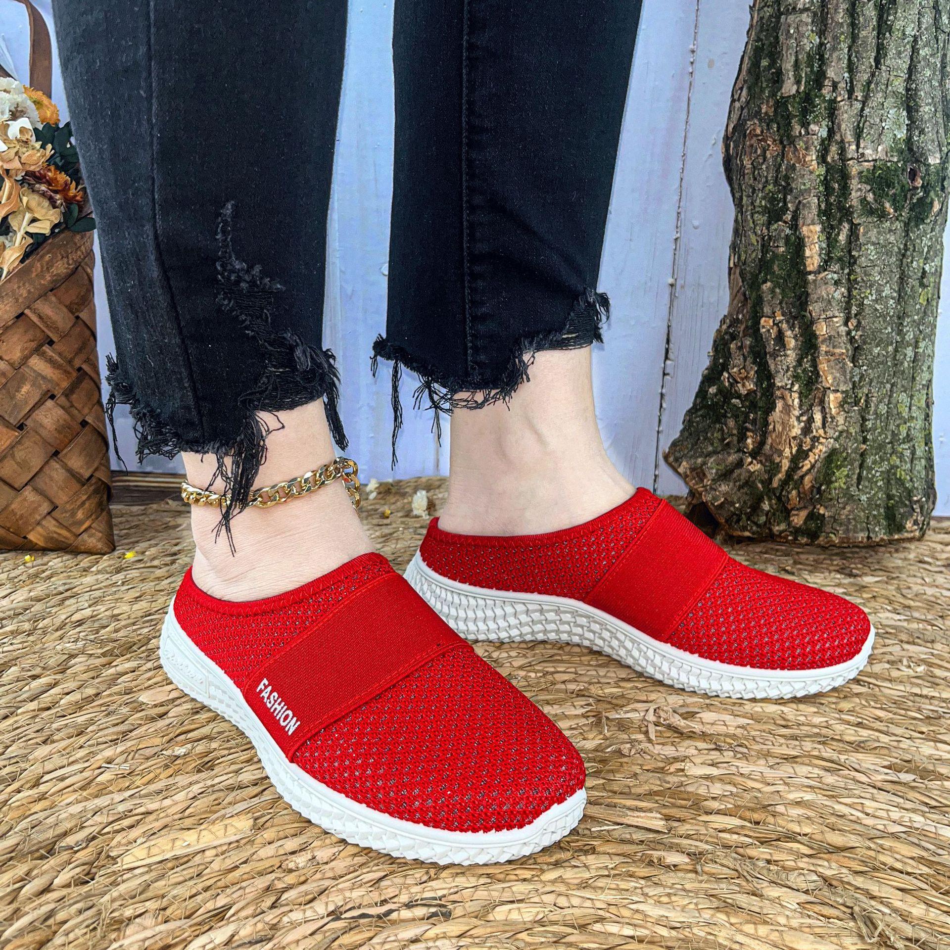 

Женские дышащие туфли на полукруглой подошве, повседневная обувь 42 красный