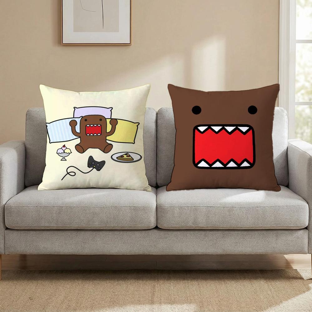 Cartoon Funny Domo-kun Cushion Cover Multi-Scene Pillow Cover for Home & Car - Reversible, Soft & Durable for Daily Use