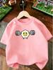 Cute Strong Egg Lifting Barbell Character Graphic T Shirt Boys Girls Casual Short Sleeve Tee Family Matching Kids Cotton Tops