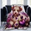 1pc Romantic Highland Cow Heart Print Blanket Perfect for Home Decor, Couch Cover, Outdoor Use .W046
