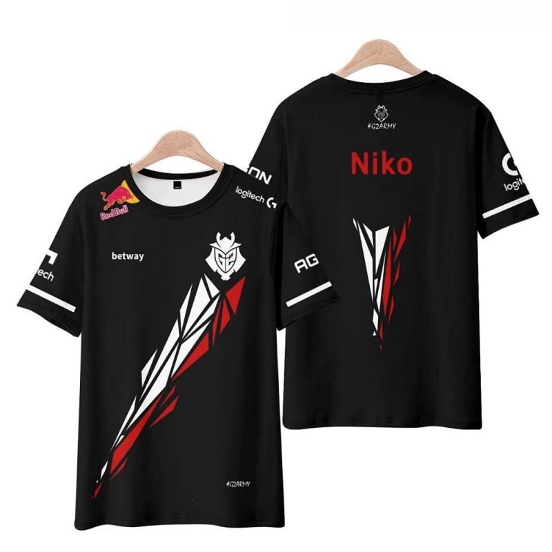 Tricou Campionat S12 G2 Esports pentru Bărbați Croială Largă Casual cu Mânecă Scurtă și Imprimeu 3D