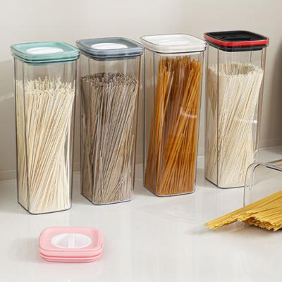 Caixa de Armazenamento de Macarrão com Tampa Transparente Hermética Recipiente de Alimentos Pote de Armazenamento de Espaguete para Macarrão Grãos Lanches Organização de Armário de Cozinha Despensa
