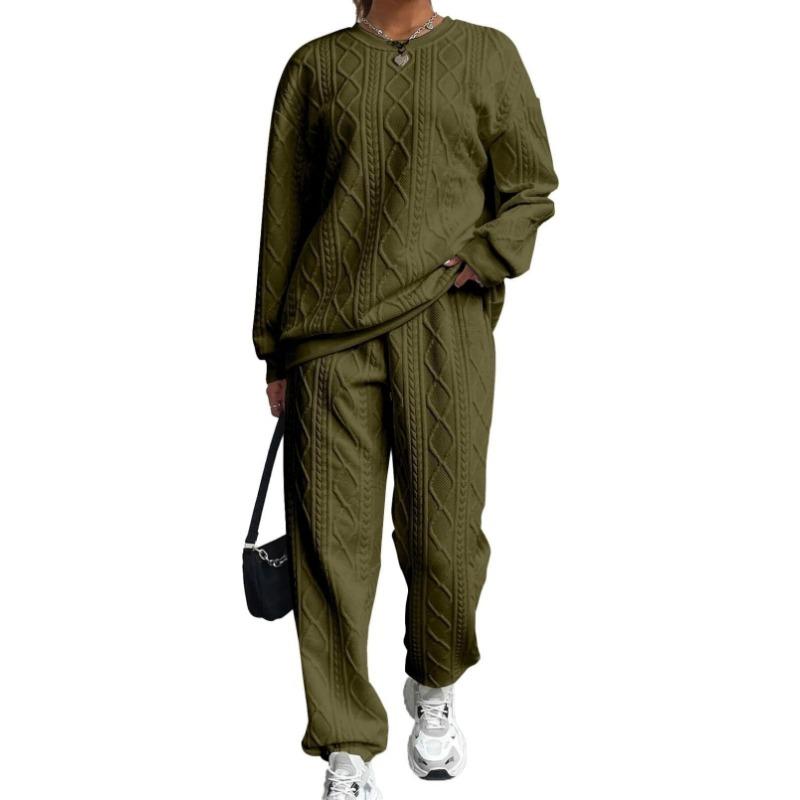 Women Fashion Casual Two Piece Long Sleeve Sweatshirt Pants Set