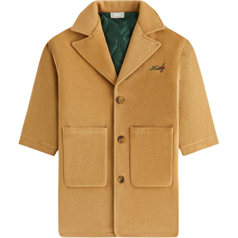 KITH Novelty Wool Coat 2024 Winter Collection Comfortable Soft Versatile Long Sleeve Kids coats Teak KHK010203-221