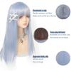 Grey Blue Long Straight Hair Synthetic Wig Female Daily Lolita Wig Straight Bangs Grey Blue Fluffy Long Straight Wig