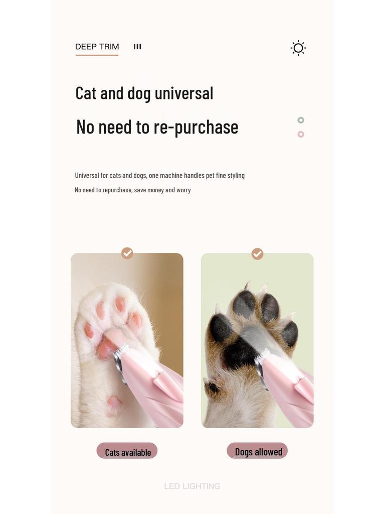 Elektrische Haarschneidemaschine für Haustiere: Katzen- & Hunde-Rasierer, Pfoten-Trimmer, Fußhaarentferner