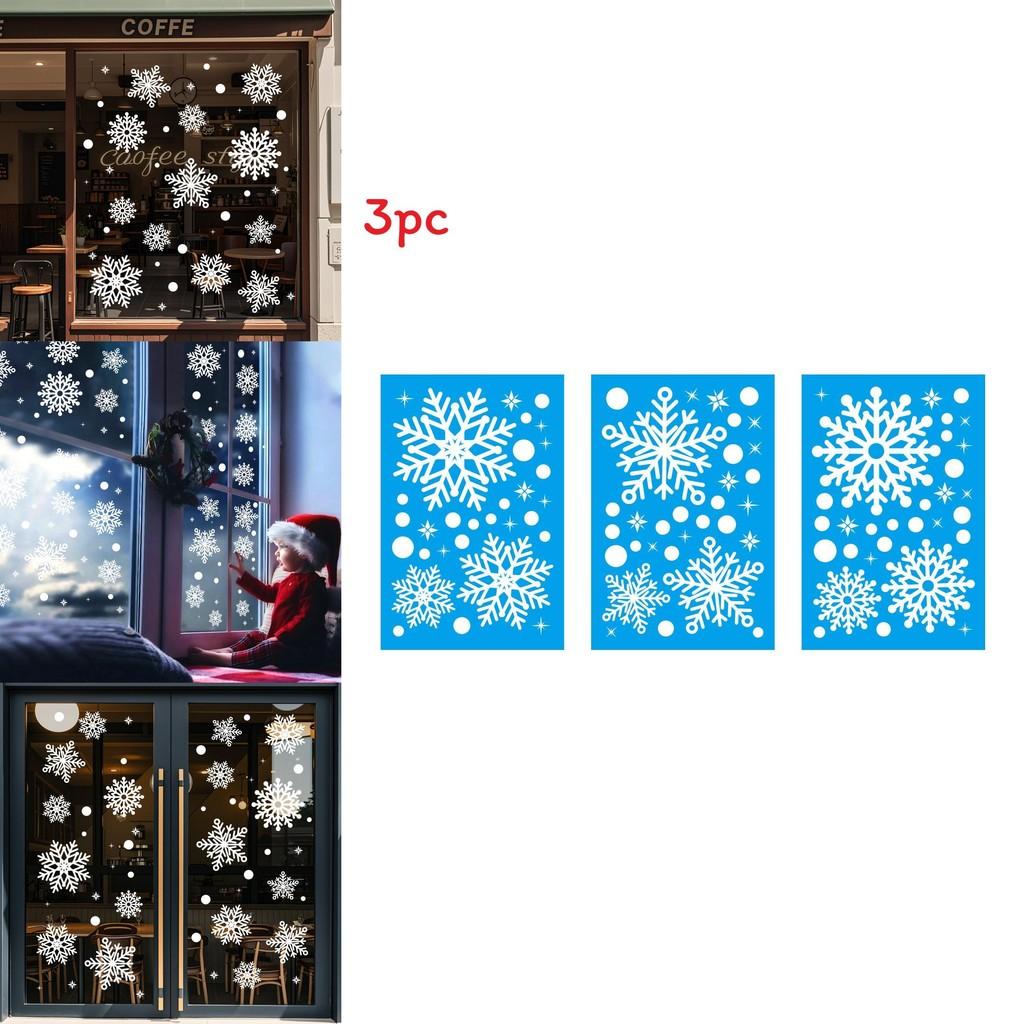 Weihnachts-Schneeflocken Statisch Haftende Fensteraufkleber PVC Für Feiertagsdekoration Set von Drei