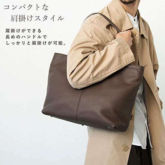 VITAFELICE Genuine Leather Business Tote Bag for Men, vinb-20c57n (Black)