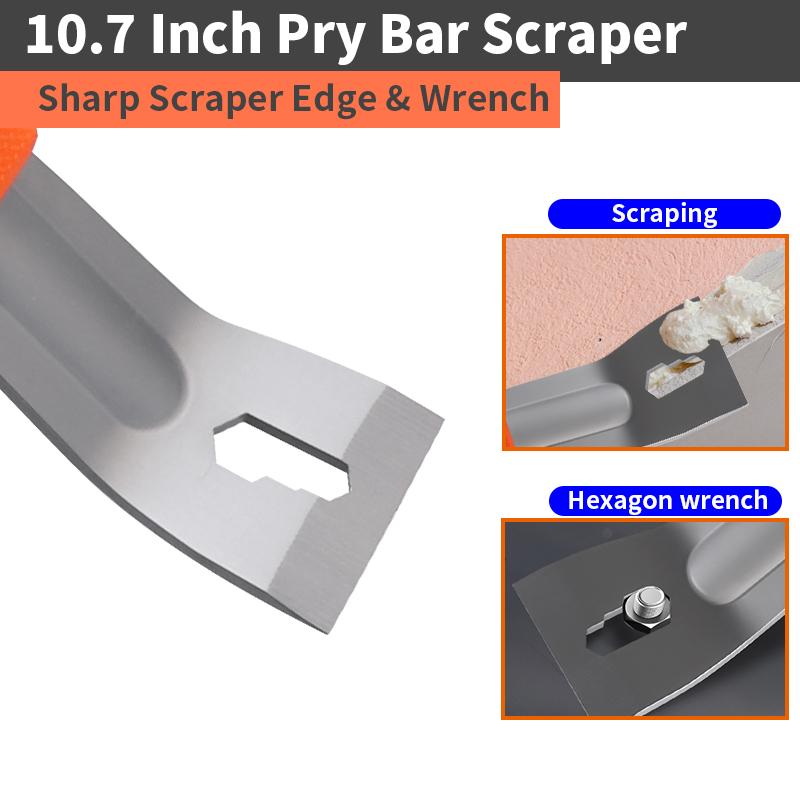 Pry Bar Stainless Steel Nut Crowbar with M4-M6 Hexagon Socket and Wrench Angle Head Nail Puller for Prying Lifting Pulling