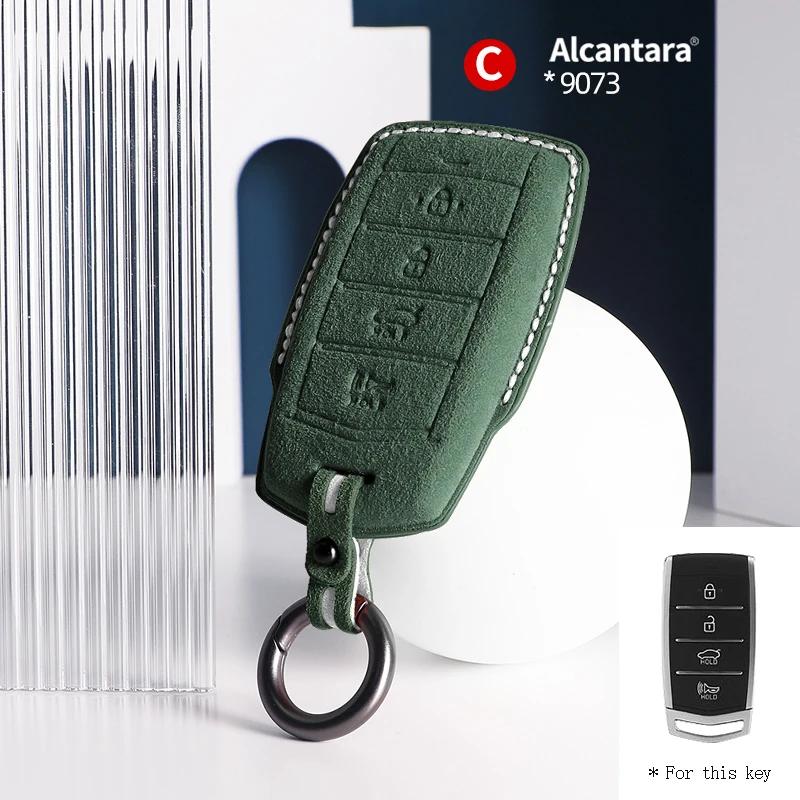 Interior Mouldings Suede Alcantara For Genesis G70 G90 G80  2017 2023 2020 Accessories Car Key Case Cover Auto Remote Protector