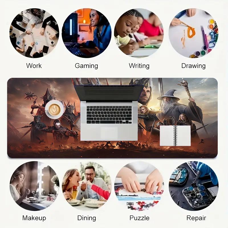 Fantasy Warriors Xl Gaming Mouse Pad Nonslip Rubber Base Stitched Edge Waterproof Desk Mat For Pc Laptop Gamer Office Computer Accessories C927264