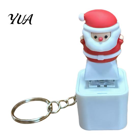 Rechargeable Stress Relief Gift Santa Sound Light Keychain, Interactive Glowing Christmas Ornament with Festive Tunes, Funny Xmas for Adults