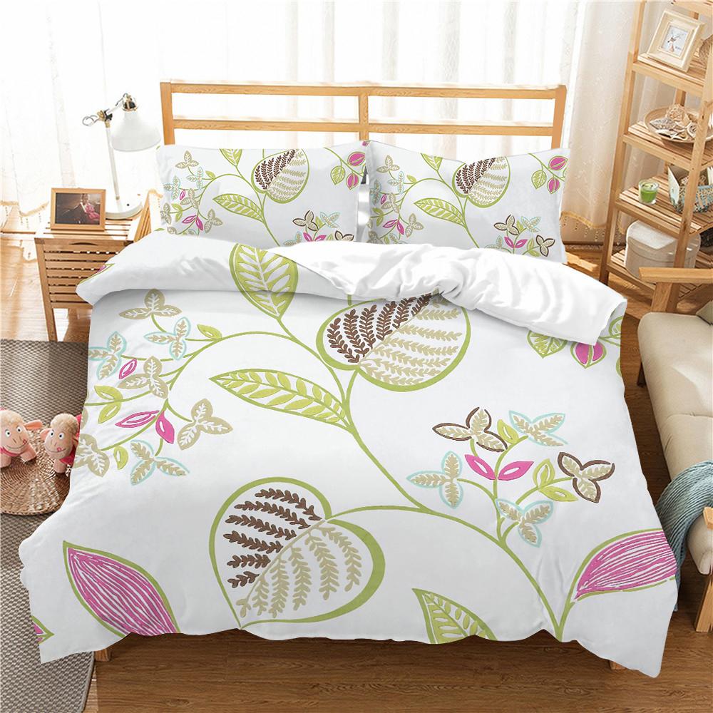 Heimtextilien Vintage-Bettbezug-Set mit Kissenbezug, 3D-Blatt bedruckt, Queen-King-Size-Bettbezug-Set, Schlafzimmer-Dekoration