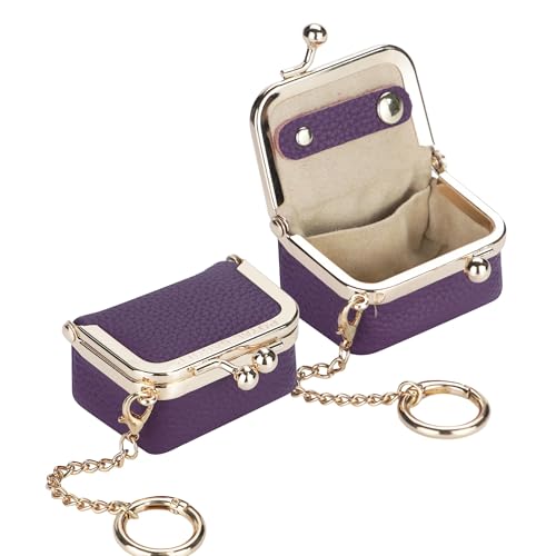 Royal Bagger Genuine Leather Mini Jewelry Box Women's Coin Purse Solid Color Kiss Lock Change Pouch Casual Style Small Storage Bag for Women 1894