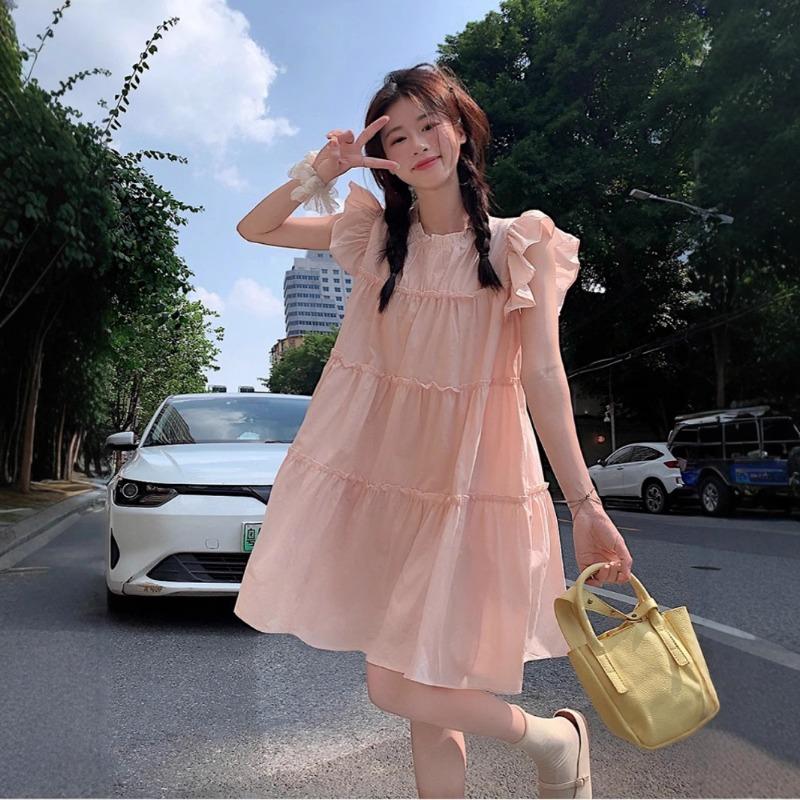 Women's Sweet and Gentle Flying Sleeve Dress Summer Small Loose Slimming Short Dress