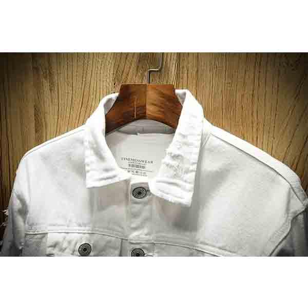 Spring and Autumn Fashion Coat Men's Denim Jacket Hole DenimThin Jacket Men Casual Loose Coat Plus Size Mens Clothes XS-5XL