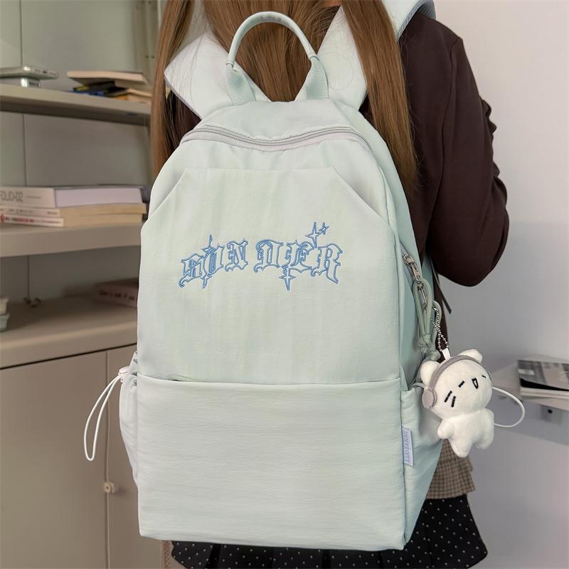 College Style Student Schoolbag Large Capacity Embroidered Backpack