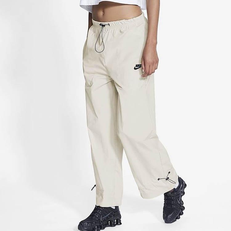 Nike Solid Woven Loose Fit Drawstring Cuffed Pants Spring Women Pants Gray DJ1077-072