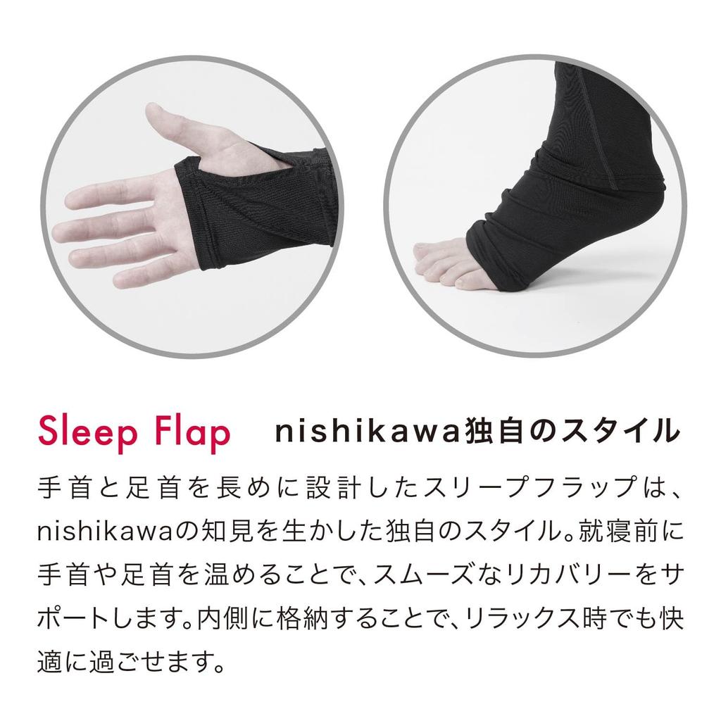 Nishikawa Air Recovery Sleep Techwear Recovery Made in PS44130063 Top, Men's, XXL, Wear, Japan, Black,