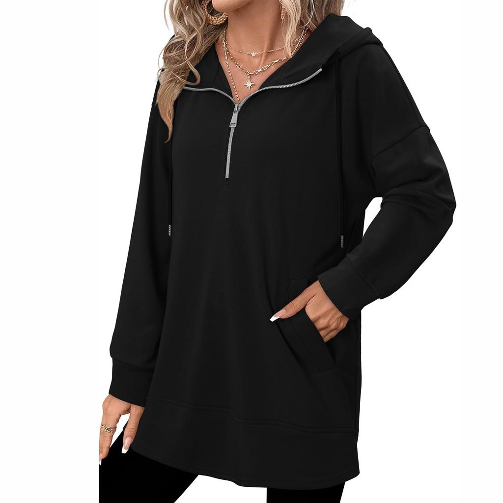 Women's Texture Hoodies Long Sleeve Loose Solid Sweatshirt Casual Pullover Fall Trendy Tunic Tops