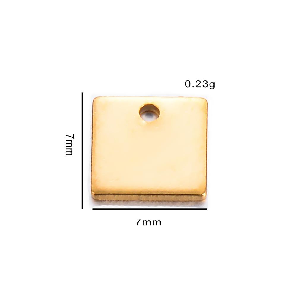20 Stück/Los Edelstahl Herz Quadratische Form Kleine Leere Anhänger Charms für DIY Schmuckherstellung Personalisierte Namenslogo Scheibe 3 Farben
