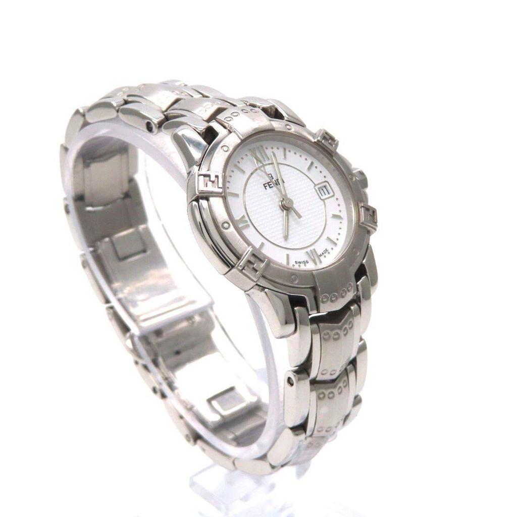 Used [3500L] FENDI 'Fendi Watch' Round White Ladies Extremely Good Condition