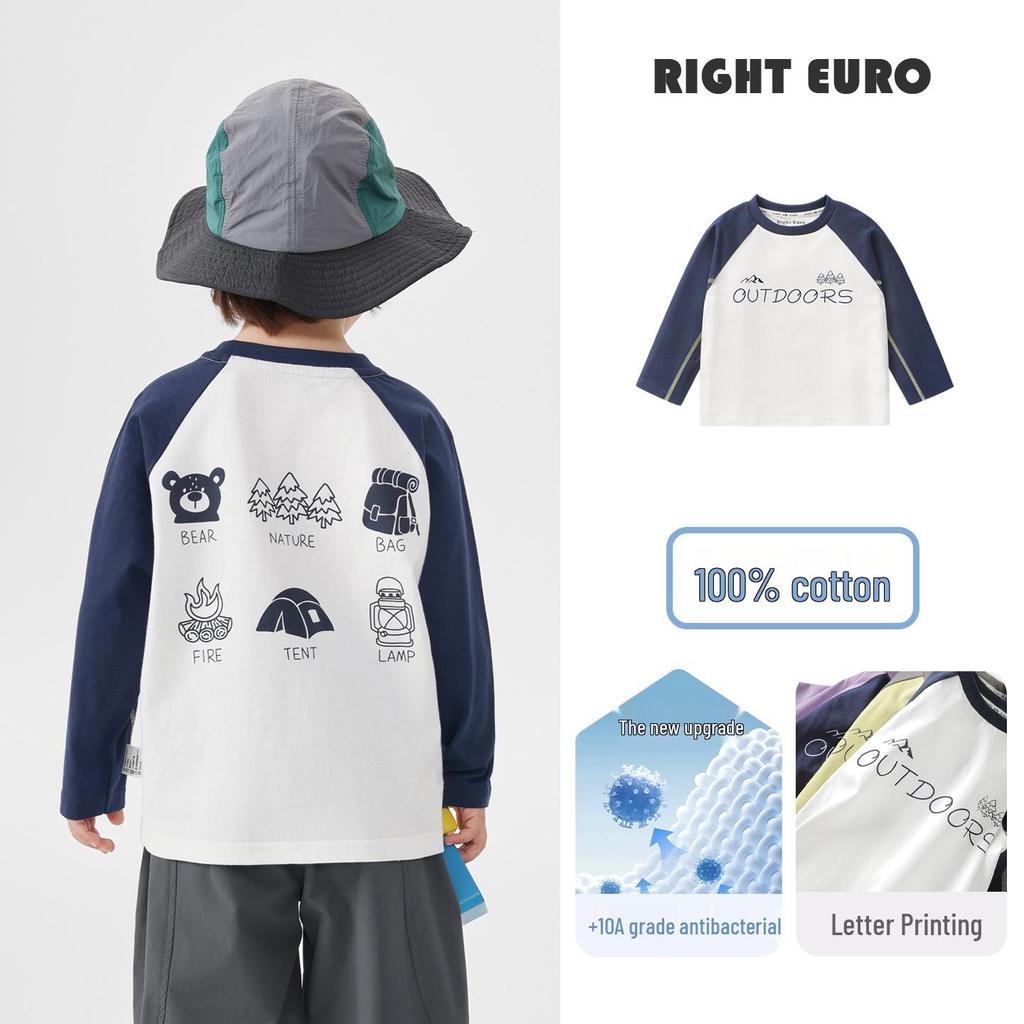 2026 Trendy Boys' Pure Cotton Long-Sleeve T-Shirt for Spring and Fall