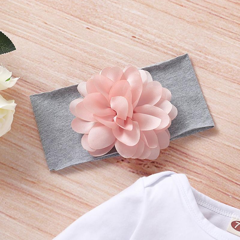 Baby Girl Clothing Newborn Children Baby Girls Outfits Clothes Romper Bodysuit+Flower Printed Pants+Headband+Hat Set