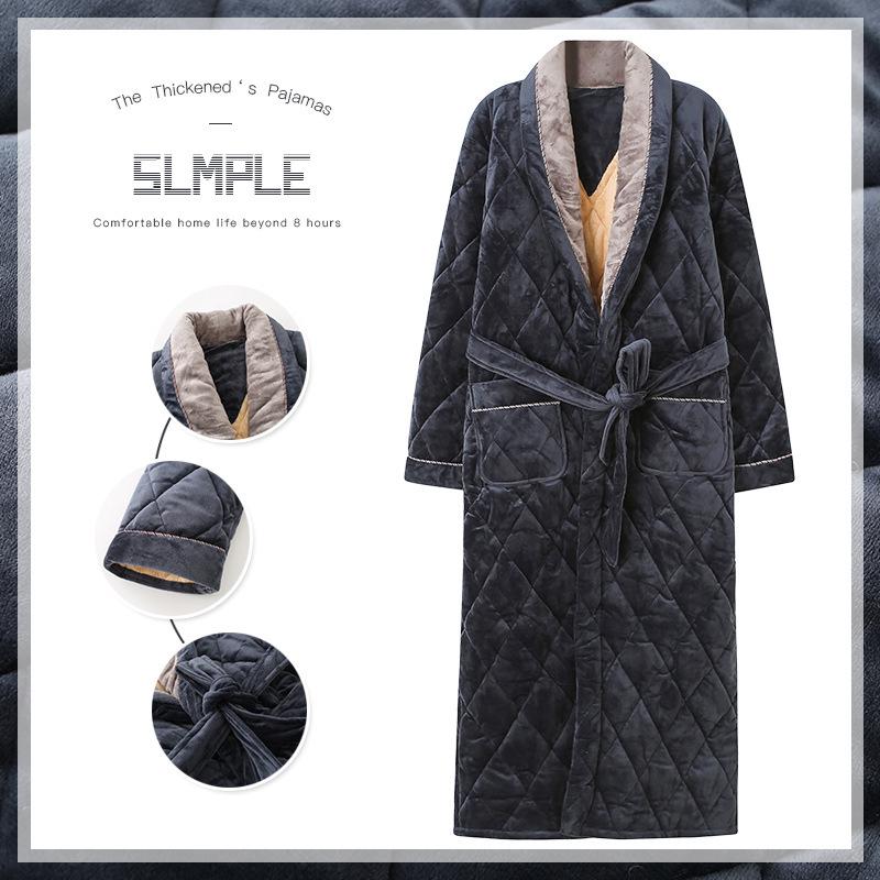 

Чоловіча дуже довга стьобана фланелева зимова піжама та флісовий халат з підкладкою XXL (160-180 lbs)