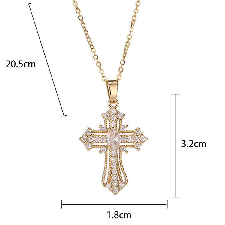 Cross necklace, zircon, European and American necklace, titanium lock chain, Instagram retro punk, personalized pendant, niche design