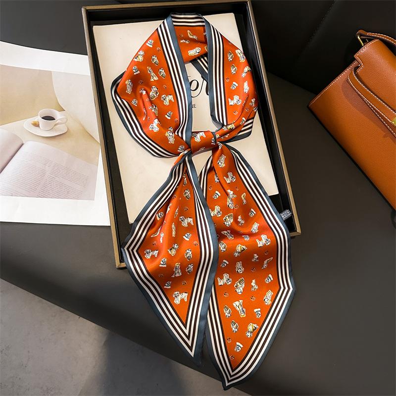 Scarf, Long Silk Scarf, Versatile Silk Scarf, Double-Layer Simulated Silk, Diagonal Scarf, Autumn And Winter Hair Binding And Scarf