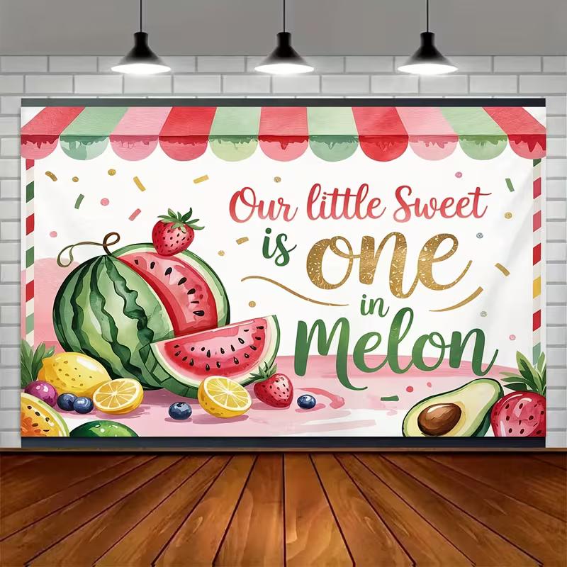 2D Watermelon First Birthday Backdrop for Summer Party Decor