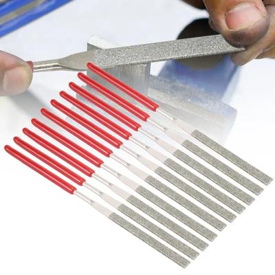Set di Lime ad Ago Diamantate da 10 Pezzi Per Gioielli Metallo Legno Ceramica Vetro Pietra Artigianato Affilatura Lavoro Strumento per Intaglio a Mano
