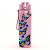 1PC Rainbow Butterfly Art Pattern 750ml Color Plastic Sports Water Bottle Leakproof Flip Straw Lid Suitable for Sports Office Home Use