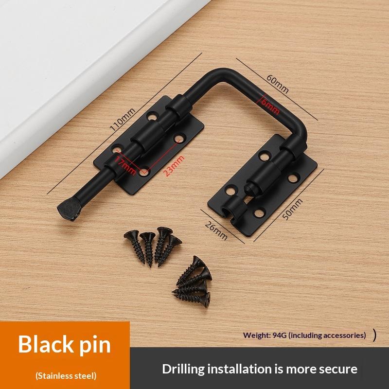 1 Set Silver/Black Non Perforated 90/180 Degree Gate Latch Stainless Steel Door Latch Lock Safety Thickened Door Buckle Fences