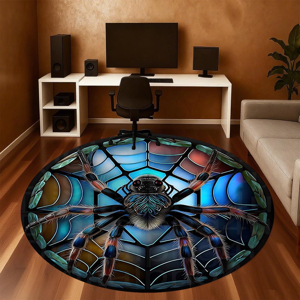 1pc Spider Web Round Chair mat Area Rug - Non-Slip, Floor Mat for Office, Bedroom, and Indoor Decor -1002234