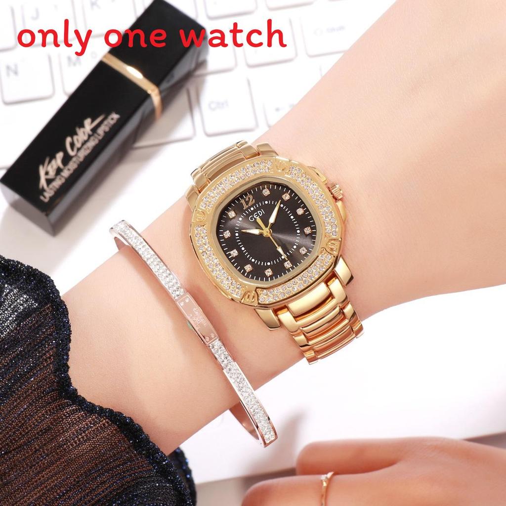 

Gadi Luxury Starry Sky Square Alloy Quartz Watch Ladies Water Resistant For Casual Wear Gold Black