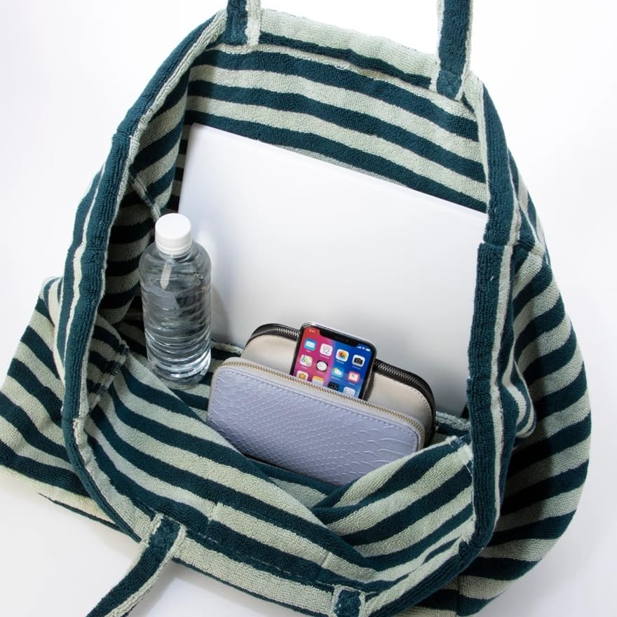 BONGUSTA NARAM WOCHENENDTASCHE, eine große, Damen-Tragetasche aus leichtem Baumwoll-Frottee mit Streifen (BON27), perfekt für den Sommer, den Strand, den
